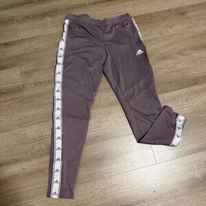 adidas Purple Track Pants with White Logo Stripe